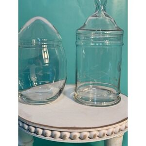 Lot of 2 Princess House Heritage Crystal Apothecary/Storage Jars w/Lids Preowned
